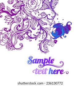 Floral ornate pattern with roses. Vector illustration. 