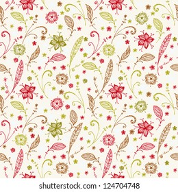 Floral ornate seamless pattern. Endless texture with ornamental fantasy flowers and leaves. Template for design and decoration