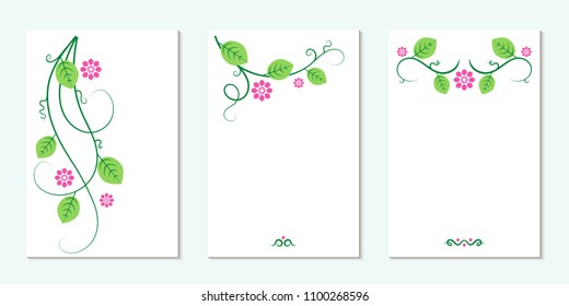Floral ornates card set. Vector illustration.