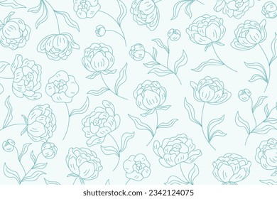 Floral outline background. Tropical leaf Wallpaper, Luxury nature leaves pattern design. leaf line arts. Hand drawn outline design for fabric, print, cover, banner and invitation. Vector illustration.