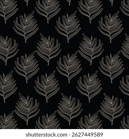 Floral outline background. Tropical leaf Wallpaper, Luxury nature leaves pattern design. leaf line arts. Hand drawn outline design for fabric, print, cover, banner and invitation. Vector illustration.