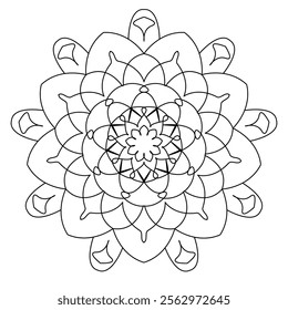 Floral outline circular mandala pattern coloring book