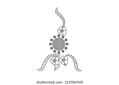 diseño de contorno floral, dibujo de líneas de elementos vectoriales florales