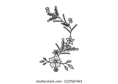 floral outline design, flower vector elements line drawing