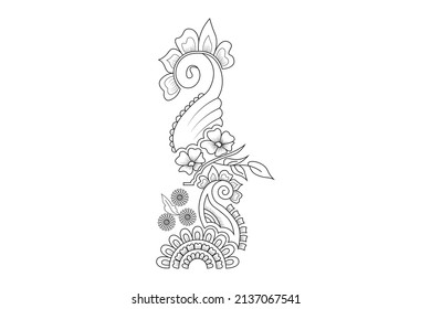 diseño de contorno floral, dibujo de líneas de elementos vectoriales florales