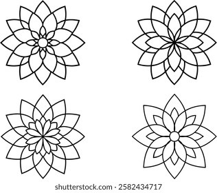 Floral outline mandala, Mandala design, Vector of outline mandala art
