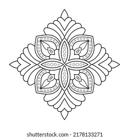 Blumenumriss-Mandala-Muster mit arabisch-ethnisch-indischen Schwarz-Weiß-Malbuchseiten