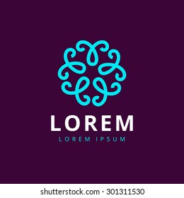 Floral outline monogram design template, Elegant lineart abstract logo design templates for spa, floral shops and cosmetics.