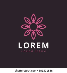 Floral outline monogram design template, Elegant lineart abstract logo design templates for spa, floral shops and cosmetics.