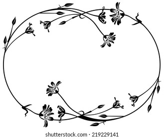 floral outline round frame