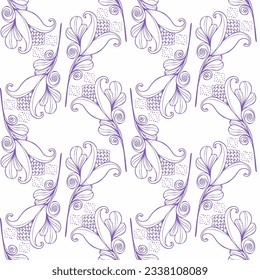 Floral outline simple seamless pattern design for surface, textile, fabric, wrapping paper print, vector