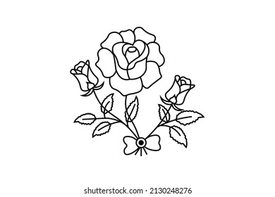 floral outline vector, natural leaf and branch, line art design, flower and leaves line drawing