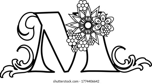 In Floral Outlined Letter I've created a monogram with flowers suitable for digital projects, crafts, hobby, cards, invitations, weddings, logos, website or crafts.