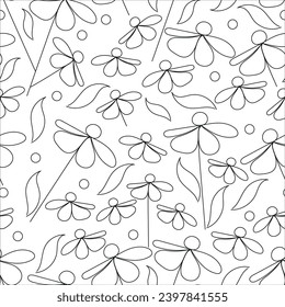 Floral outlines pattern on white background