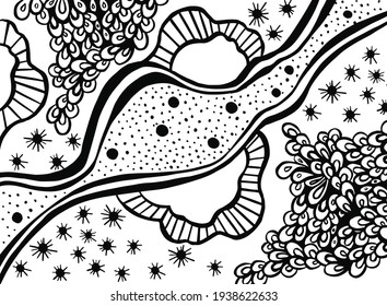 Floral owl vector seamless pattern. Cute vector print with flowers. Black and white floral illustration. Vector illustration
