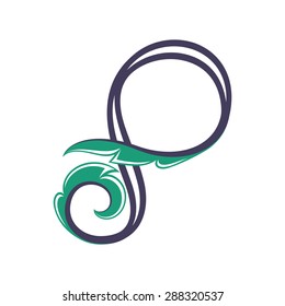 Floral  P letter template. 