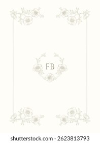 Floral page design. Borders and frame of anemone flowers.