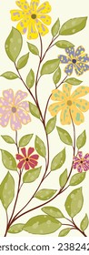 Floral painting with abstract pattern, vertical fashion, suitable for use as wallpaper or graphic resources