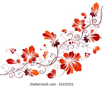 Floral painting, vector