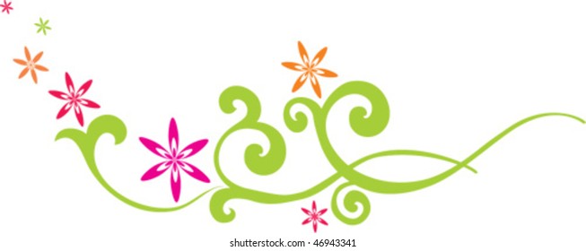  Floral painting, vector