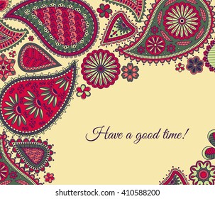 Floral paisley background with indian ormament and place for your text