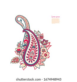 Floral Paisley colorful vector ornament. Isolated Pattern 