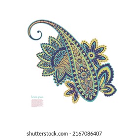 Floral Paisley colorful vector ornament. Isolated Pattern