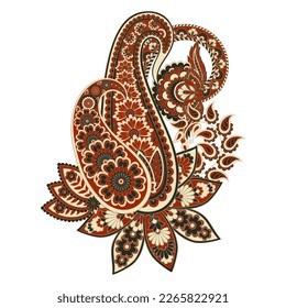 Floral Paisley colorful vector ornament. Isolated Pattern 