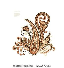 Floral Paisley colorful vector ornament. Isolated Pattern