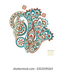 Floral Paisley colorful vector ornament. Isolated Pattern 