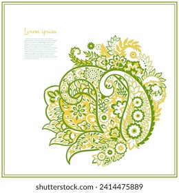 Floral Paisley colorful vector ornament. Isolated Pattern 