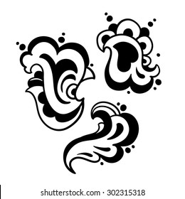Floral paisley elements. Vector illustration.