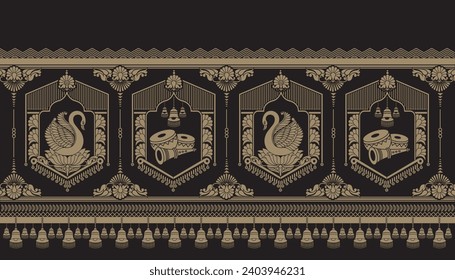 floral paisley embroidery on nice background.geometric ethnic oriental pattern traditional.Aztec style abstract vector illustration.design 