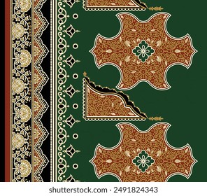 Floral Paisley Embroidery on White Background, Ikat Ethnic Oriental Seamless Pattern