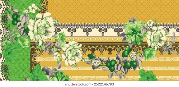 Floral Paisley Embroidery.Ikat Ethnic Oriental Pattern Traditional.