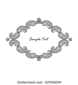 Floral paisley frame. Abstract Floral design elements. Hand drawn doodle Paisley border. Vintage frame. Floral label banner. Laurel Wreath of paisley pattern