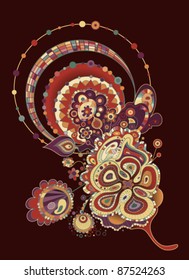 Floral paisley frame . retro vector background