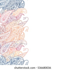 Floral paisley lace border, vector illustration