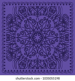 Floral Paisley Medallion Ornamental Rug. Ethnic Mandala Frame. Fabric, greeting card, coloring book, phone case print. Vector