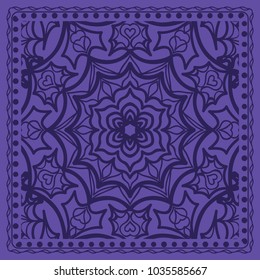 Floral Paisley Medallion Ornamental Rug. Ethnic Mandala Frame. Fabric, greeting card, coloring book, phone case print. Vector