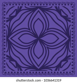 Floral Paisley Medallion Ornamental Rug. Ethnic Mandala Frame. Fabric, greeting card, coloring book, phone case print. Vector