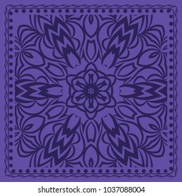 Floral Paisley Medallion Ornamental Rug. Ethnic Mandala Frame. Fabric, greeting card, coloring book, phone case print. Vector
