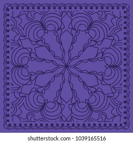 Floral Paisley Medallion Ornamental Rug. Ethnic Mandala Frame. Fabric, greeting card, coloring book, phone case print. Vector