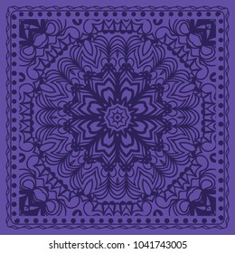 Floral Paisley Medallion Ornamental Rug. Ethnic Mandala Frame. Fabric, greeting card, coloring book, phone case print. Vector
