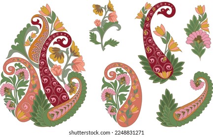 Floral paisley motif and pattern vector illustration