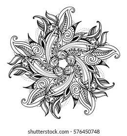 Floral paisley ornament. Ethnic decorative elements. Hand drawn background.