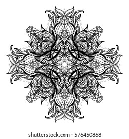Floral paisley ornament. Ethnic decorative elements. Hand drawn background.