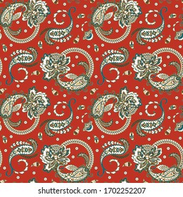 Floral Paisley Ornamental seamless vector pattern.