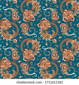 Floral Paisley Ornamental seamless vector pattern.