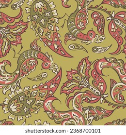 Floral Paisley Ornamental seamless vector pattern.
